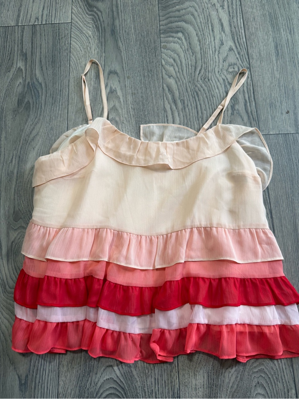 Pink Lily Ruffle Tiered Cami Top Size L